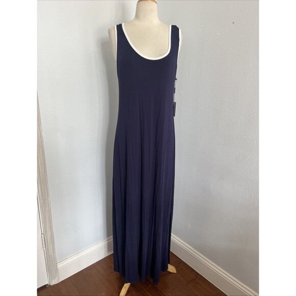 Calvin Klein Dress Womens 10‎ Navy Sleeveless Stretch Maxi - Picture 1 of 11